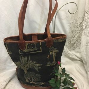 VINTAGE Tommy Bahama TROPICAL Tapestry  Bucket Bag Tote